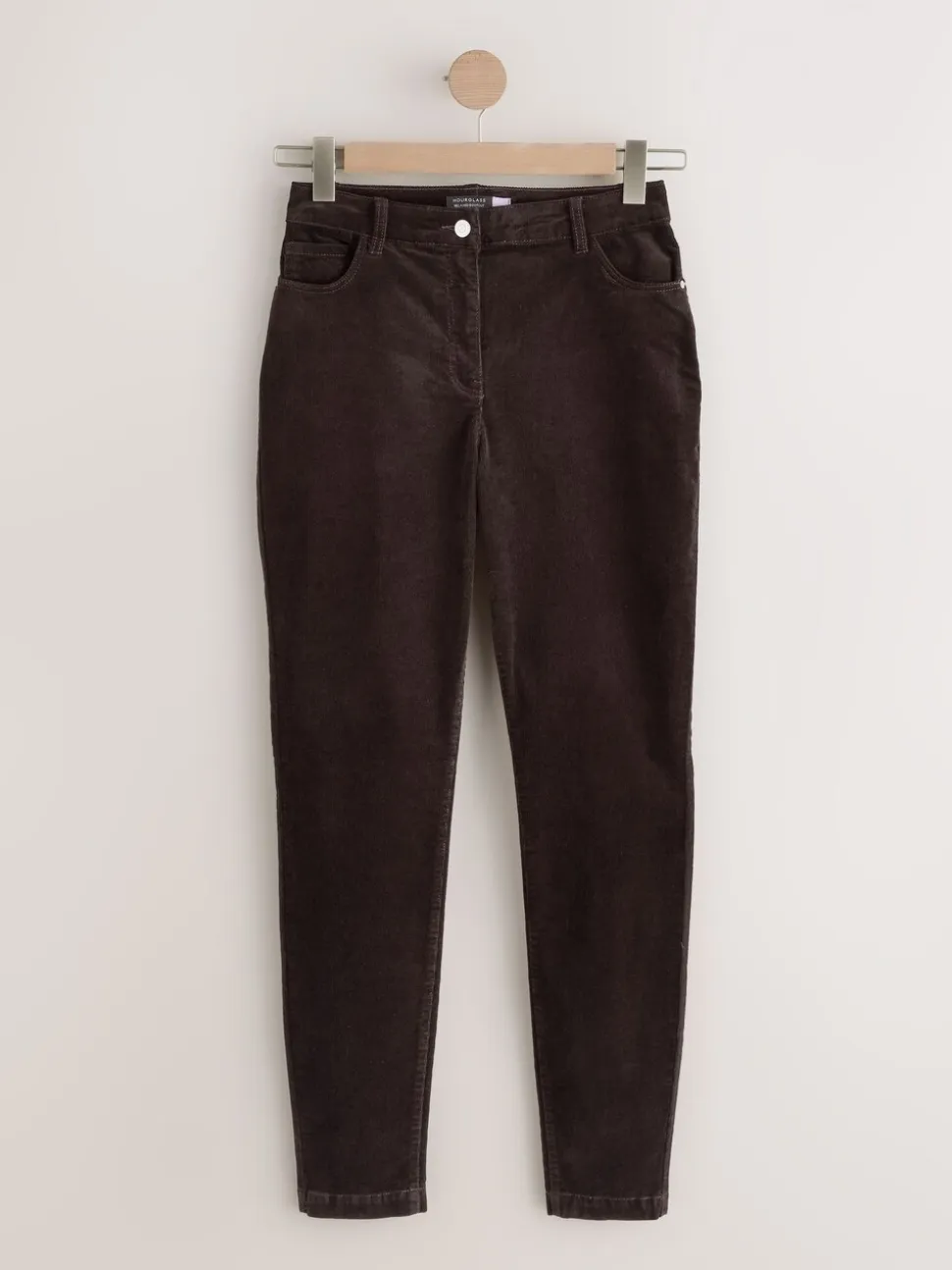 Marron chocolat - Pantalon sablier skinny en velours côtelé