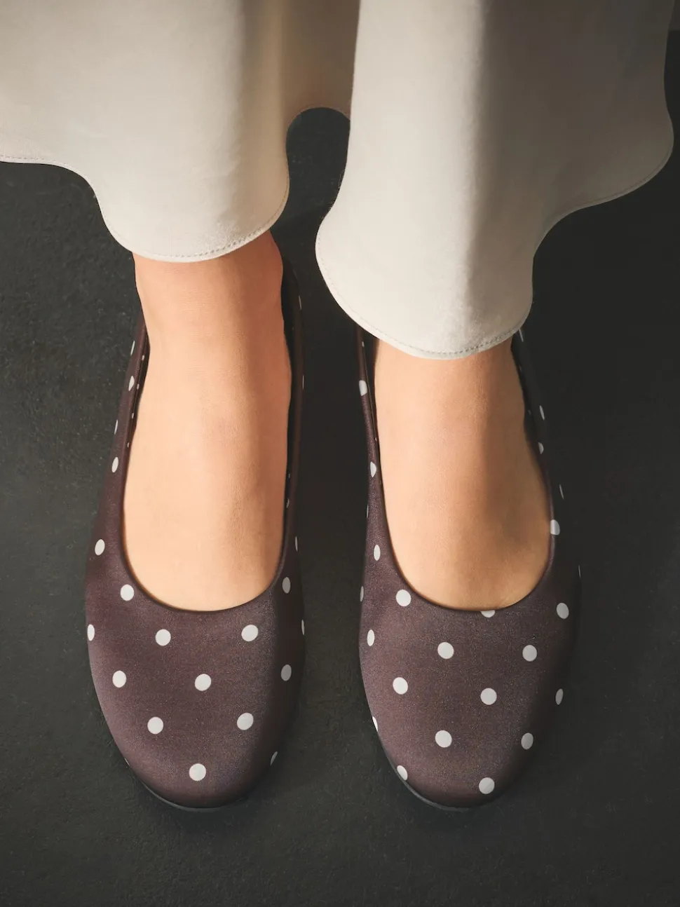Marron chocolat à pois - Ballerines Forever Comfort® à bout rond
