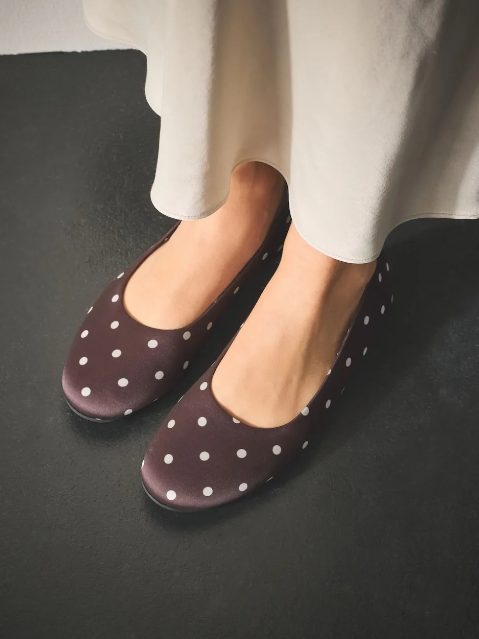 Marron chocolat à pois - Ballerines Forever Comfort® à bout rond