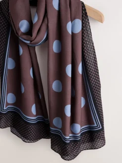 Marron chocolat à pois - Écharpe légère