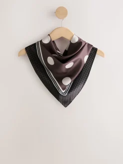 Marron chocolat à pois - Écharpe carrée Satin