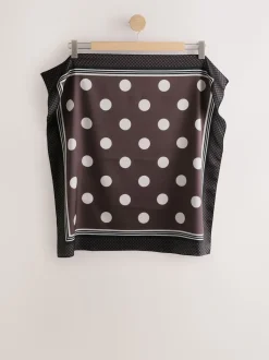 Marron chocolat à pois - Écharpe carrée Satin