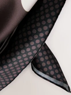 Marron chocolat à pois - Écharpe carrée Satin
