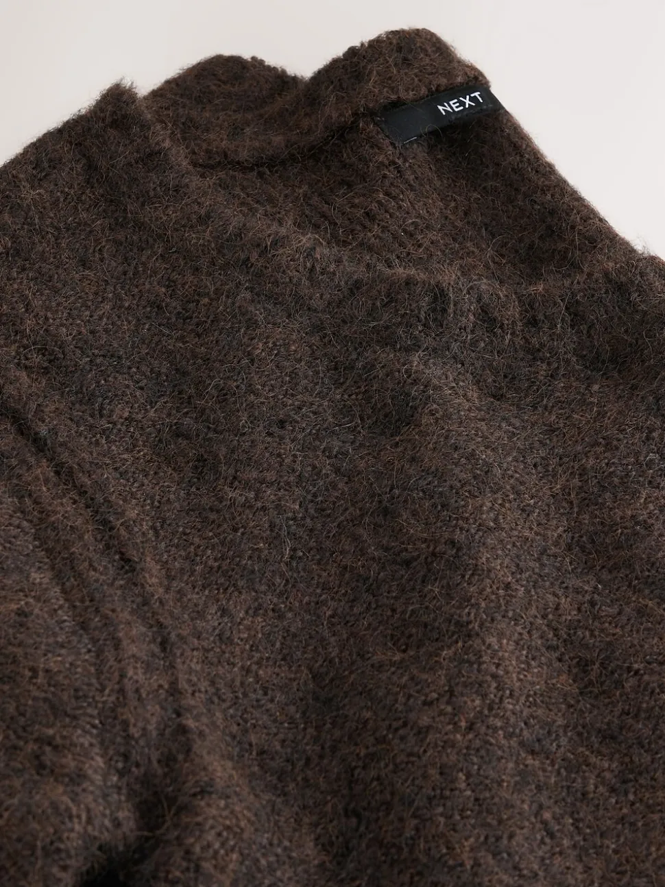 Marron chocolat - Pull à col dégagé en laine