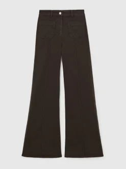 Marron chocolat - Reiss - Sakura - Jean évasé à poches plaquées