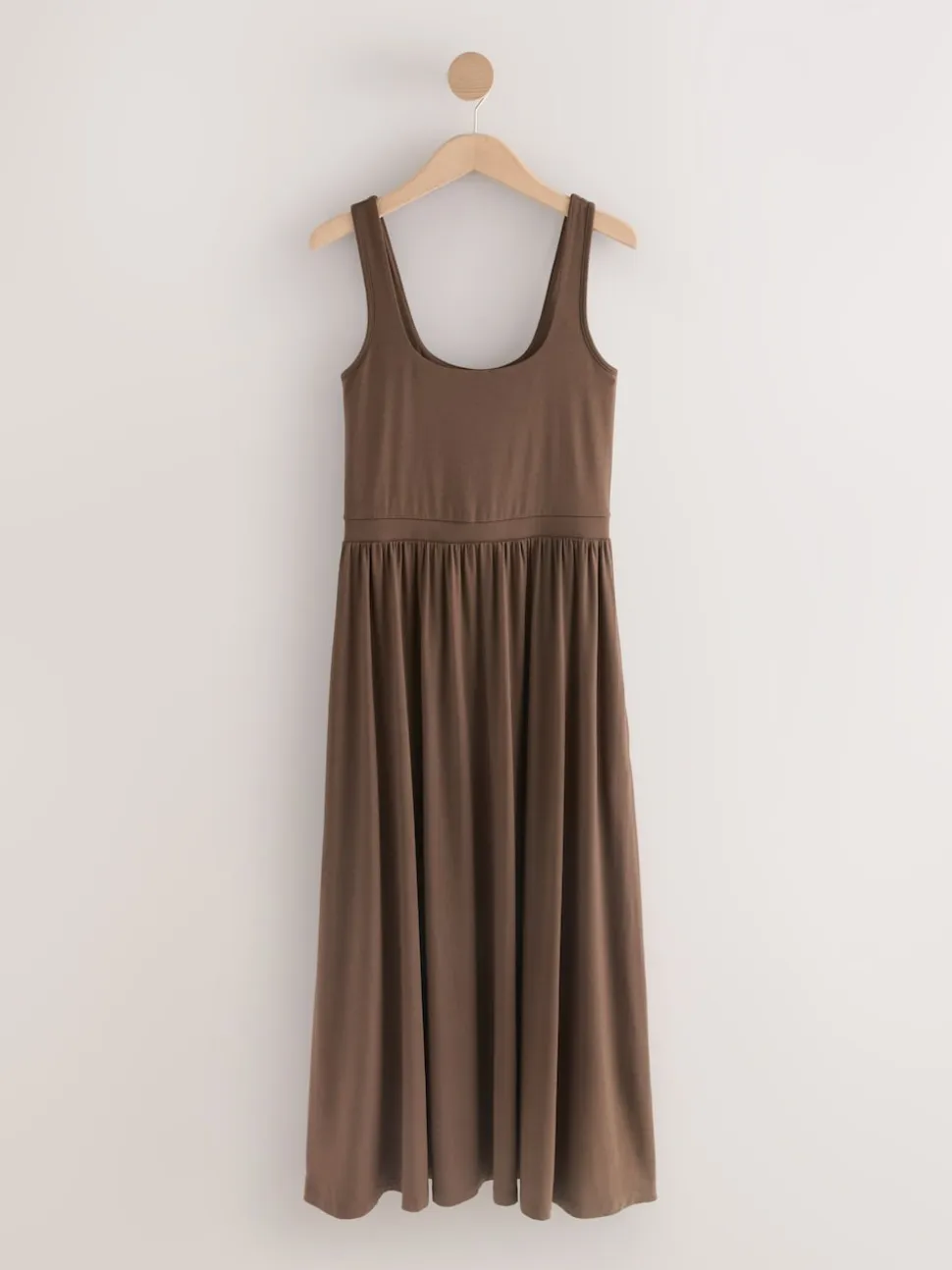 Marron chocolat - Robe d’été à taille jersey