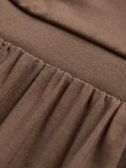 Marron chocolat - Robe d’été à taille jersey
