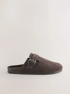 Marron chocolat - sabots en cuir avec semelle plantaire