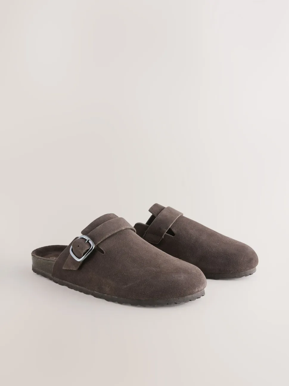 Marron chocolat - sabots en cuir avec semelle plantaire