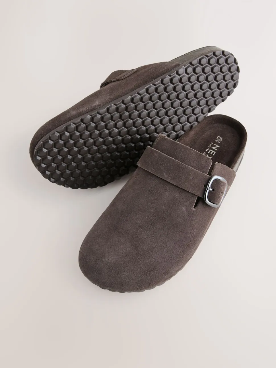 Marron chocolat - sabots en cuir avec semelle plantaire