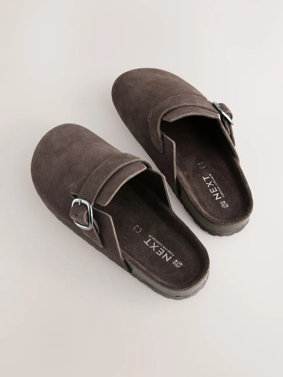Marron chocolat - sabots en cuir avec semelle plantaire
