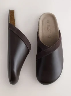 Marron chocolat - Sabots Forever Comfort en cuir propre avec semelle plantaire