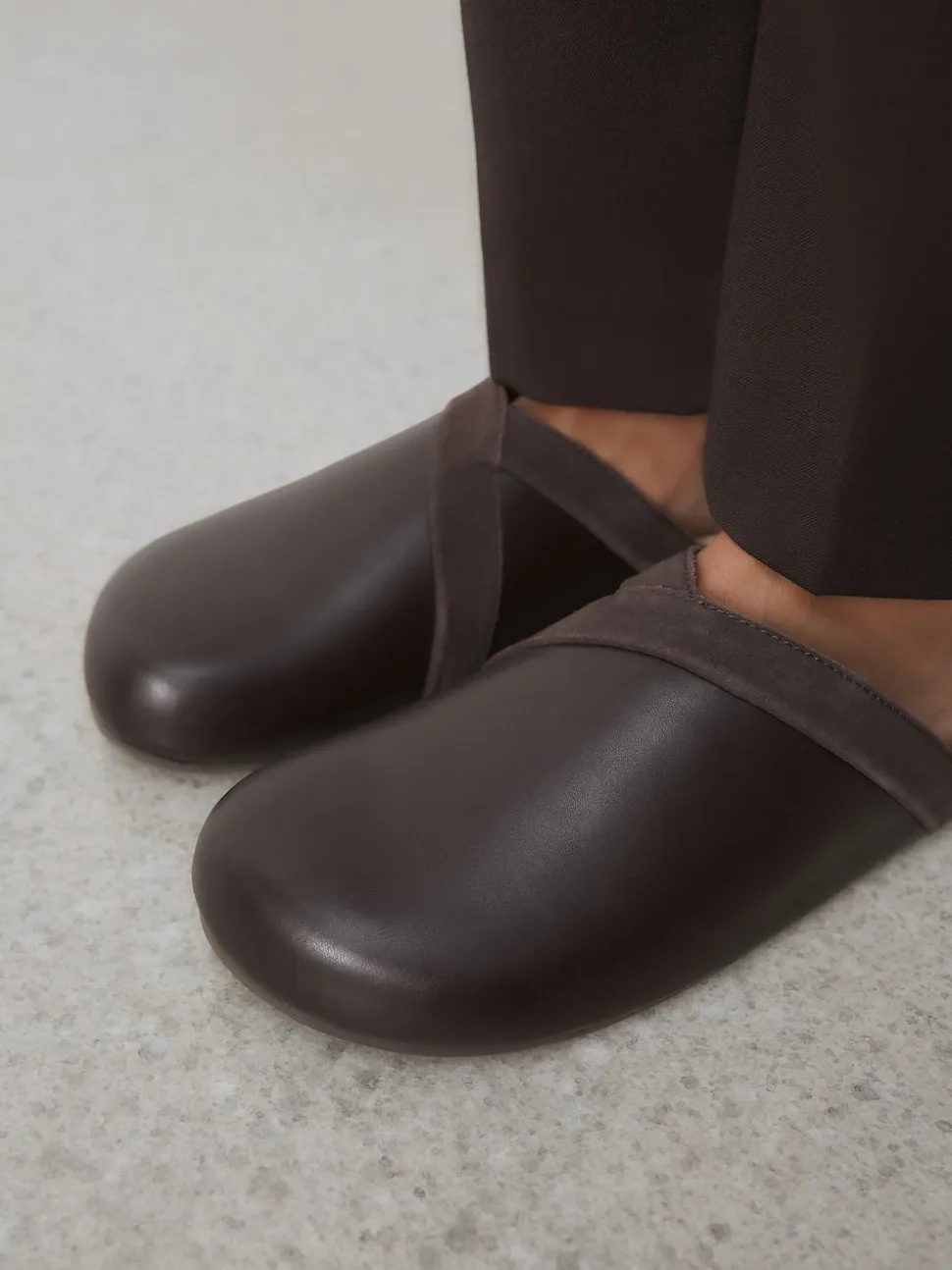 Marron chocolat - Sabots Forever Comfort en cuir propre avec semelle plantaire