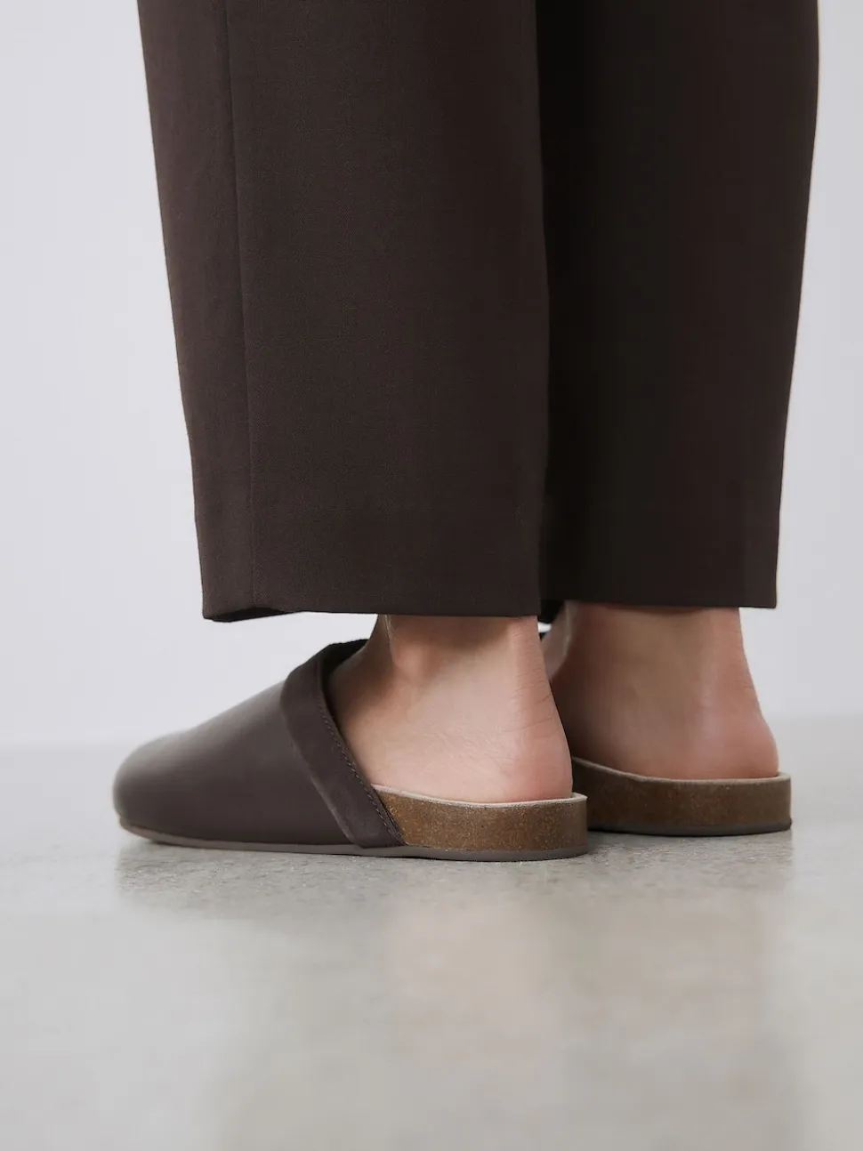 Marron chocolat - Sabots Forever Comfort en cuir propre avec semelle plantaire