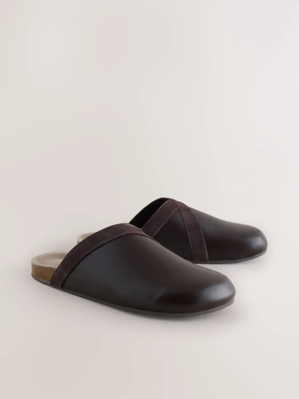 Marron chocolat - Sabots Forever Comfort en cuir propre avec semelle plantaire