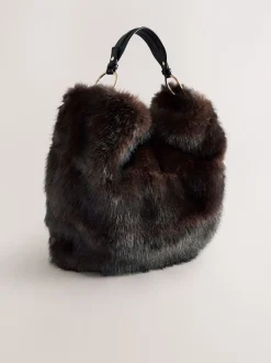 Marron chocolat - Sac à bandoulière en fourrure synthétique