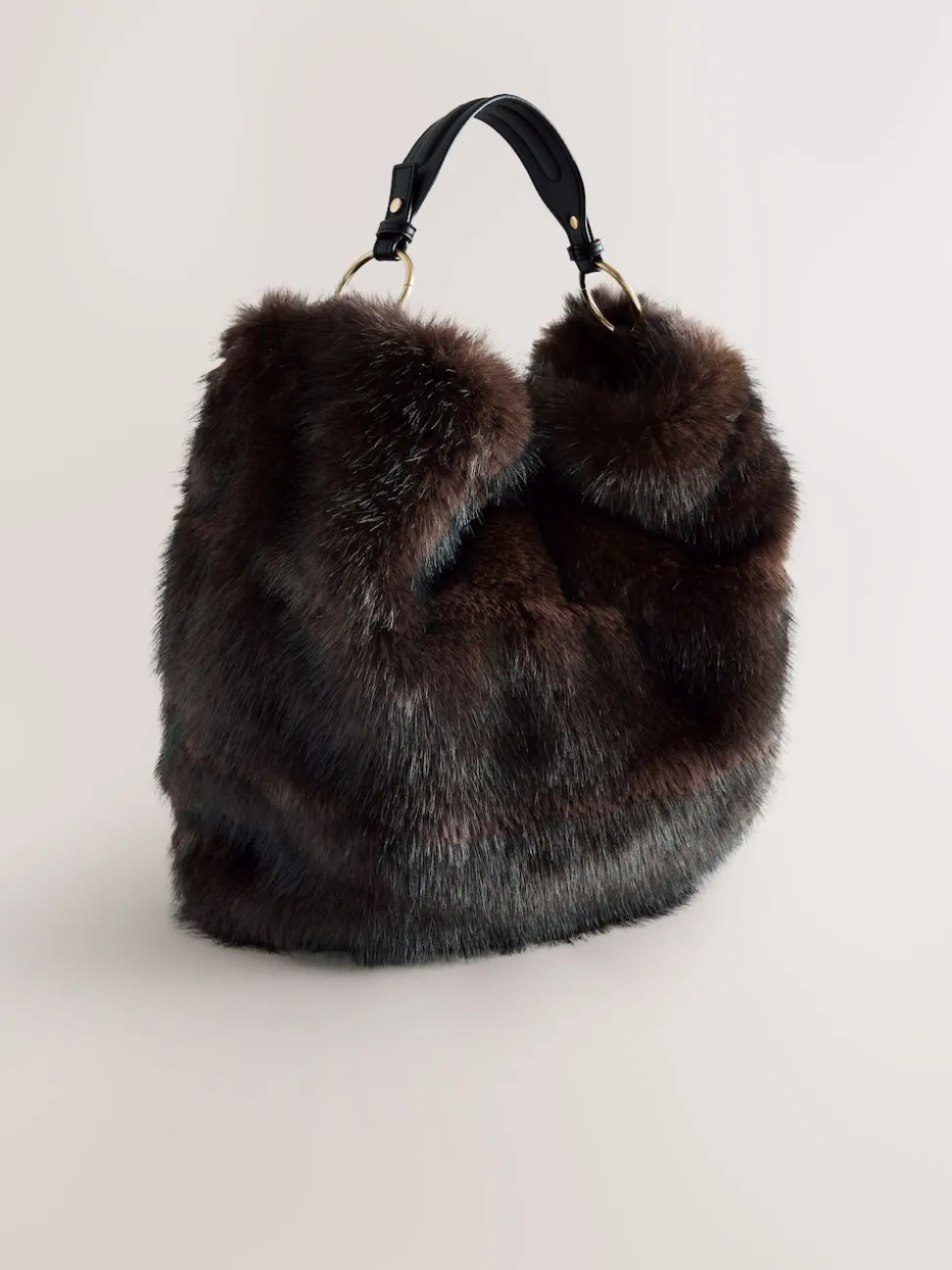 Marron chocolat - Sac à bandoulière en fourrure synthétique