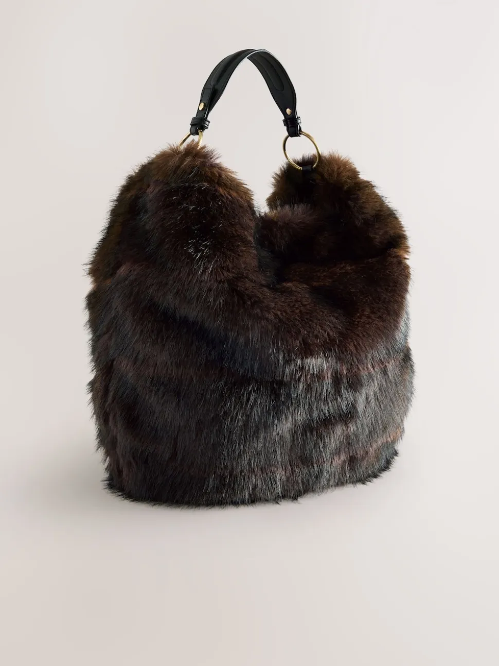 Marron chocolat - Sac à bandoulière en fourrure synthétique