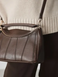 Marron chocolat - Sac à bandoulière à empiècement