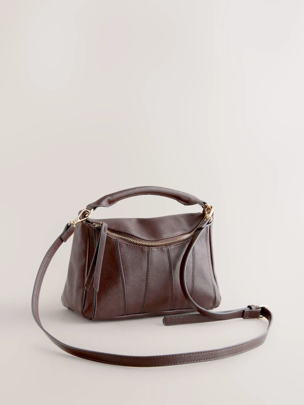 Marron chocolat - Sac à bandoulière à empiècement