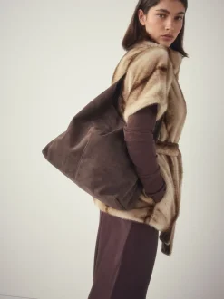 Marron chocolat - Sac bandoulière souple en Faux suède