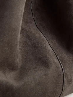 Marron chocolat - Sac bandoulière souple en Faux suède
