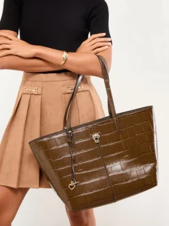Marron chocolat - Sac cabas Lipsy effet croco