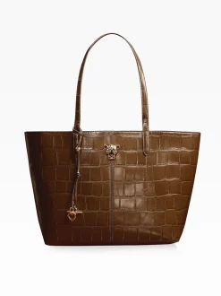 Marron chocolat - Sac cabas Lipsy effet croco