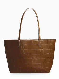 Marron chocolat - Sac cabas Lipsy effet croco