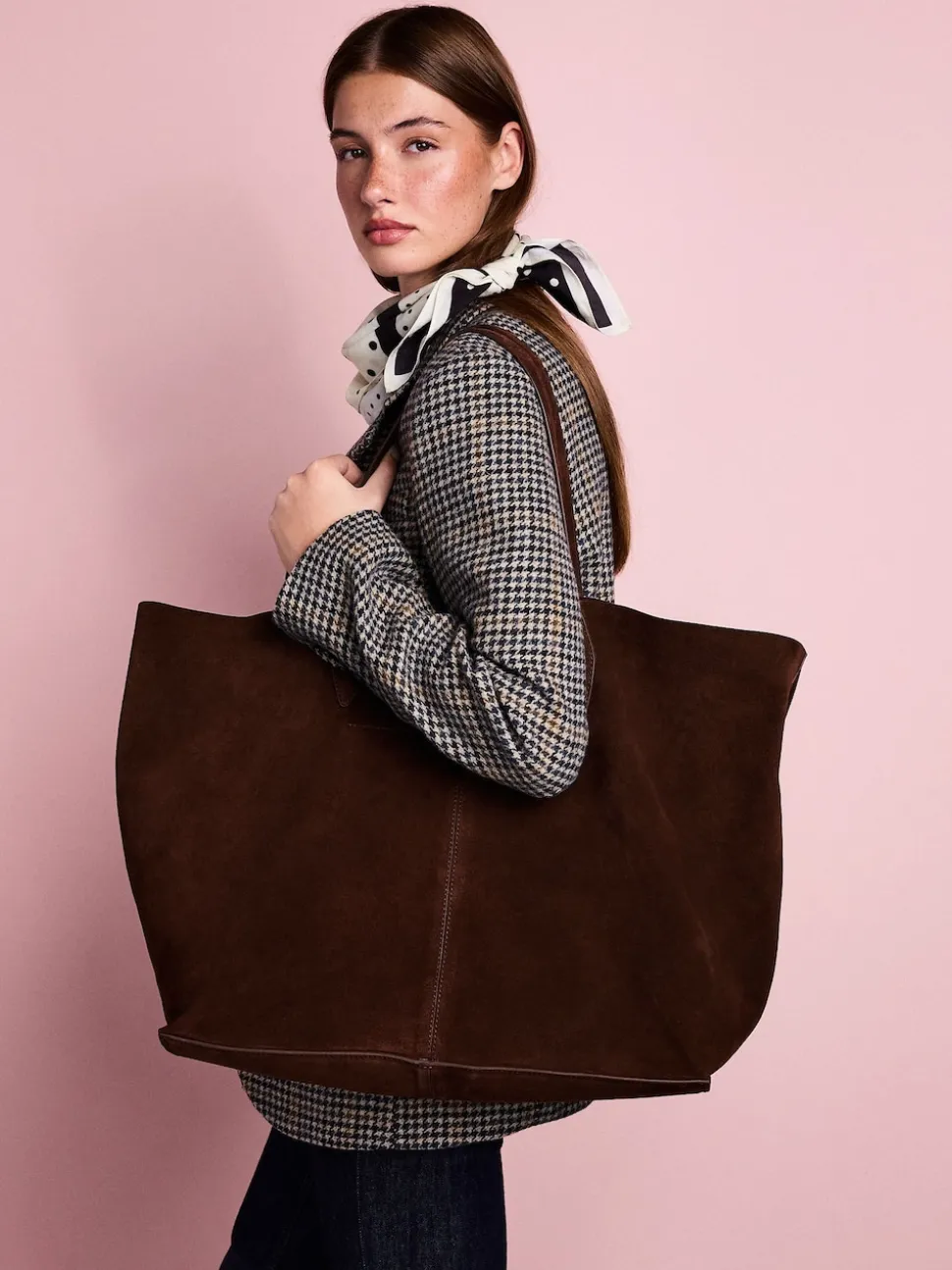 Marron chocolat - Sac cabas Tabitha Simmons x Next Sophie en daim