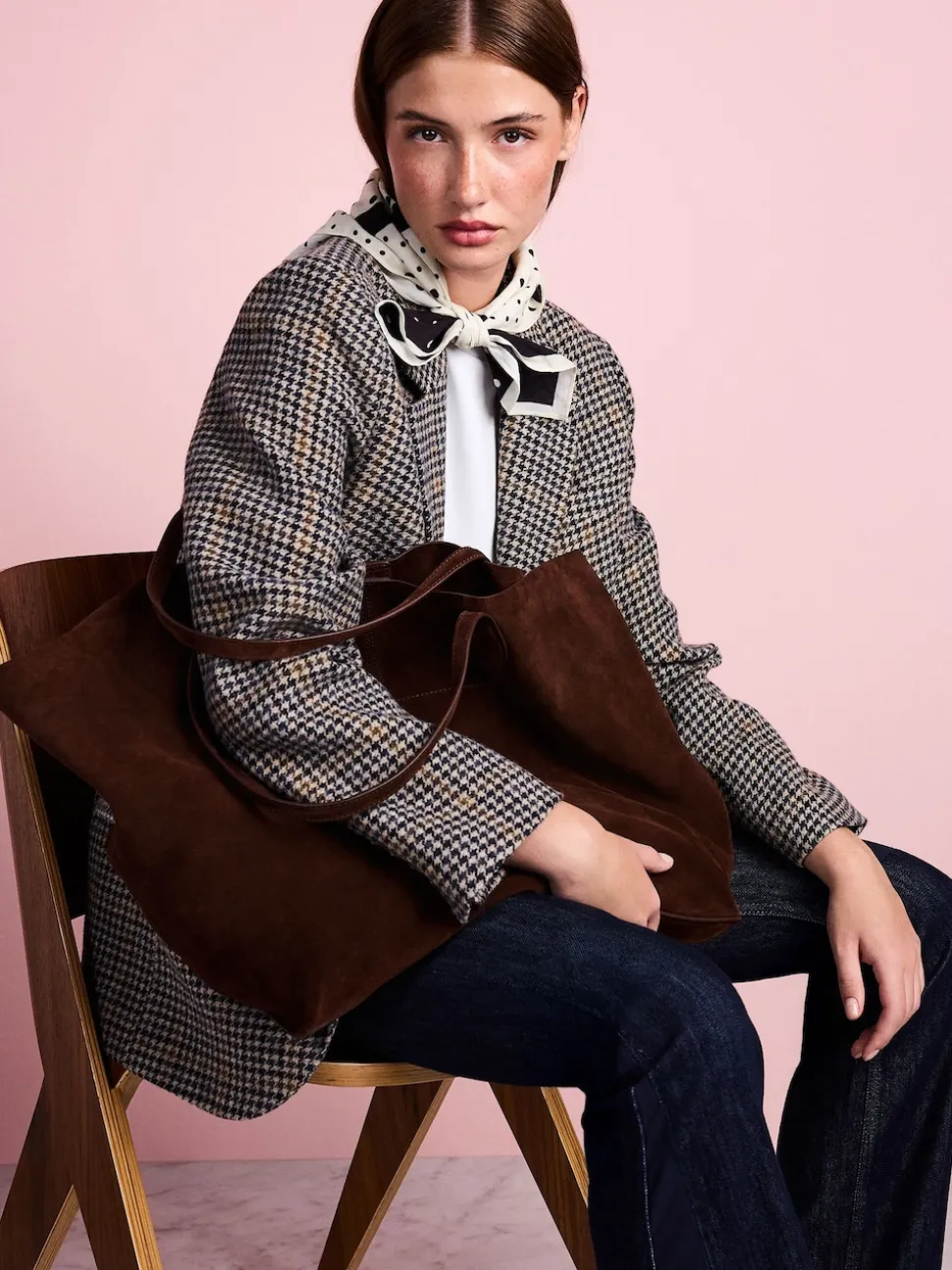 Marron chocolat - Sac cabas Tabitha Simmons x Next Sophie en daim