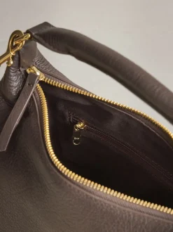 Marron chocolat - Sac en cuir tenue à la main