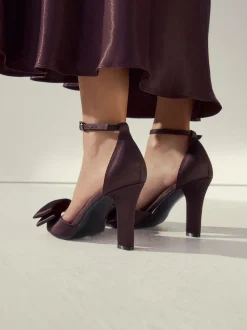 Marron chocolat - Sandales à talons carrés avec nœud en satin Forever Comfort®