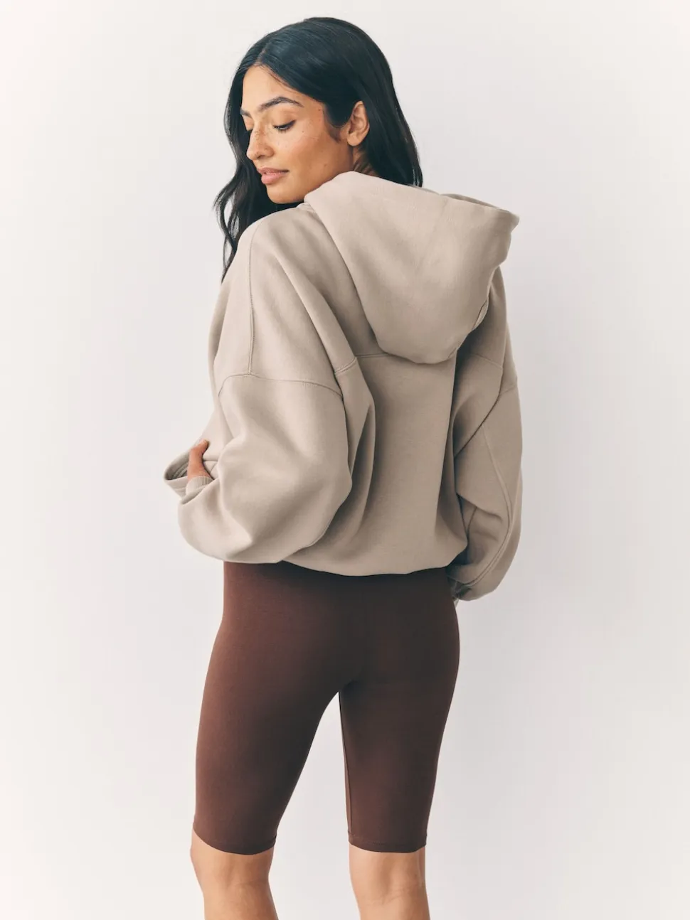Marron chocolat - Short cycliste en jersey