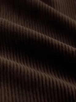 Marron chocolat - Sweat à capuche doux en velours côtelé à manches longues