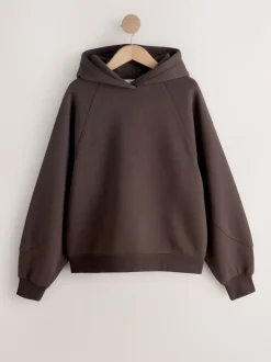 Marron chocolat - Sweat à capuche épais coupe standard décontracté