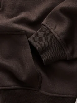 Marron chocolat - Sweat-shirt décontracté en jersey épais à col zippé