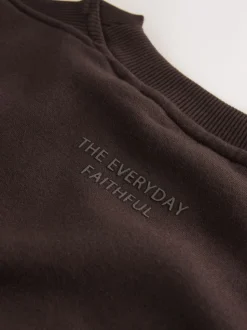 Marron chocolat - Sweat-shirt long Essentiels coupe décontractée avec poches