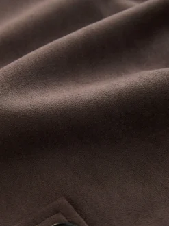 Marron chocolat - Trench raccourci en faux daim