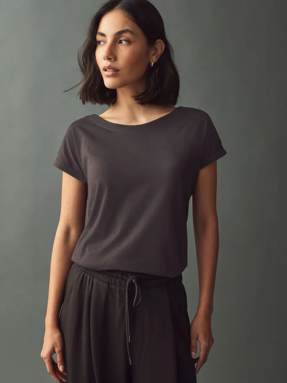 Marron chocolat - T-shirt à manches cap