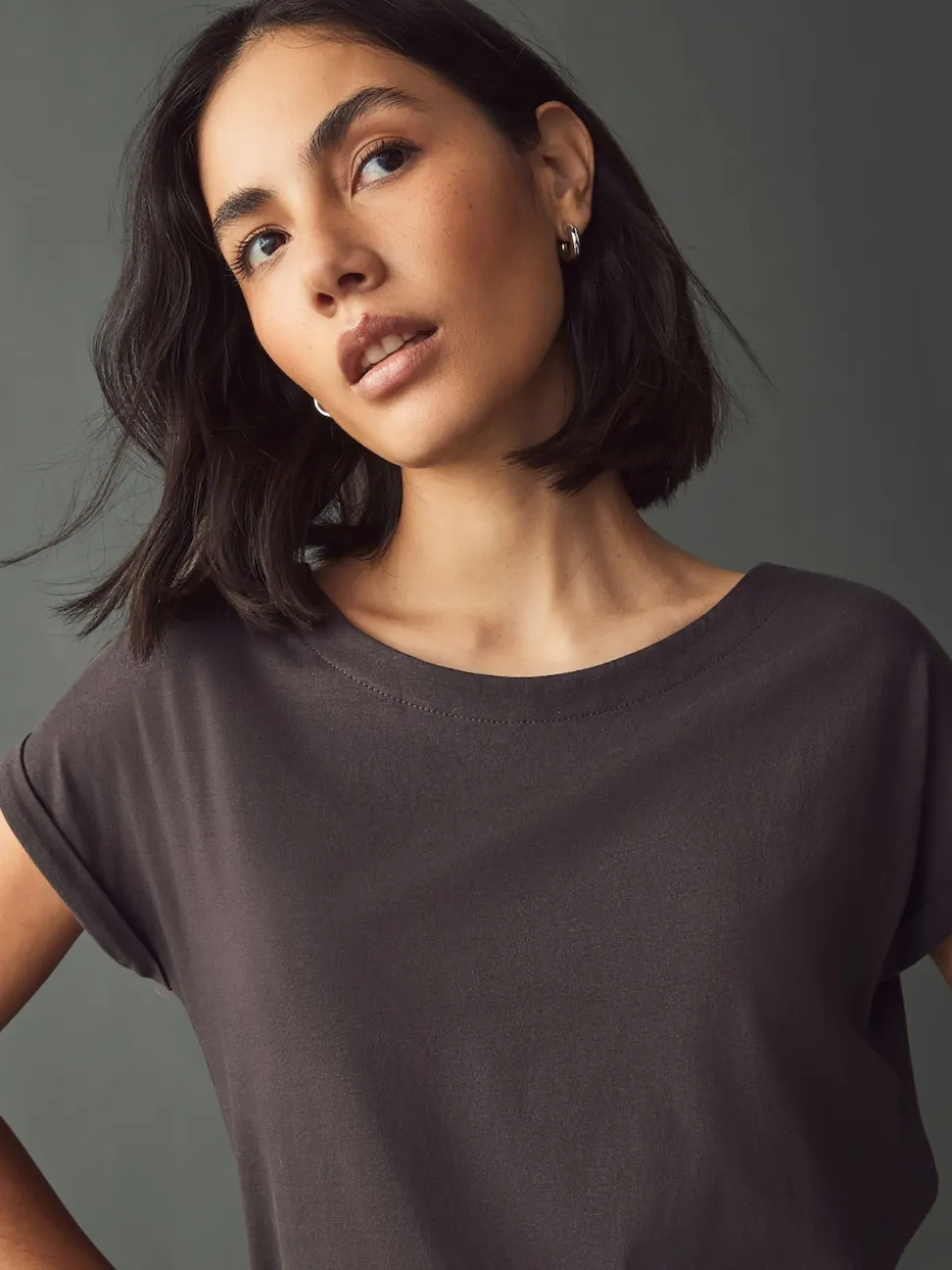 Marron chocolat - T-shirt à manches cap
