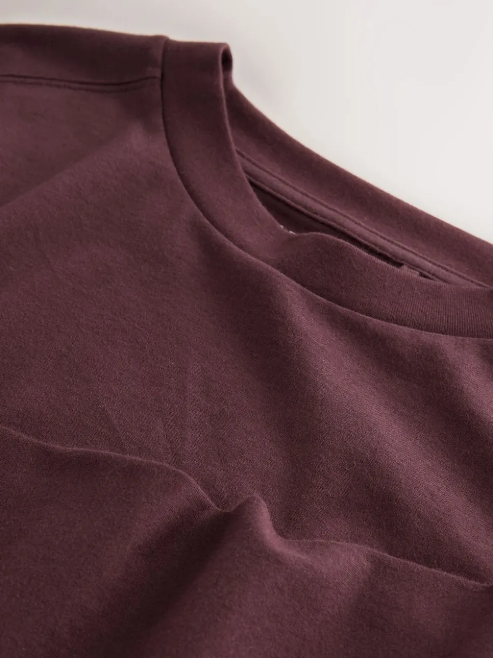 Marron chocolat - T-shirt décontracté à manches longues et col rond