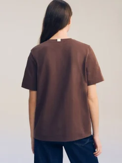Marron chocolat - T-shirt Manche courte Col ras du cou lourd