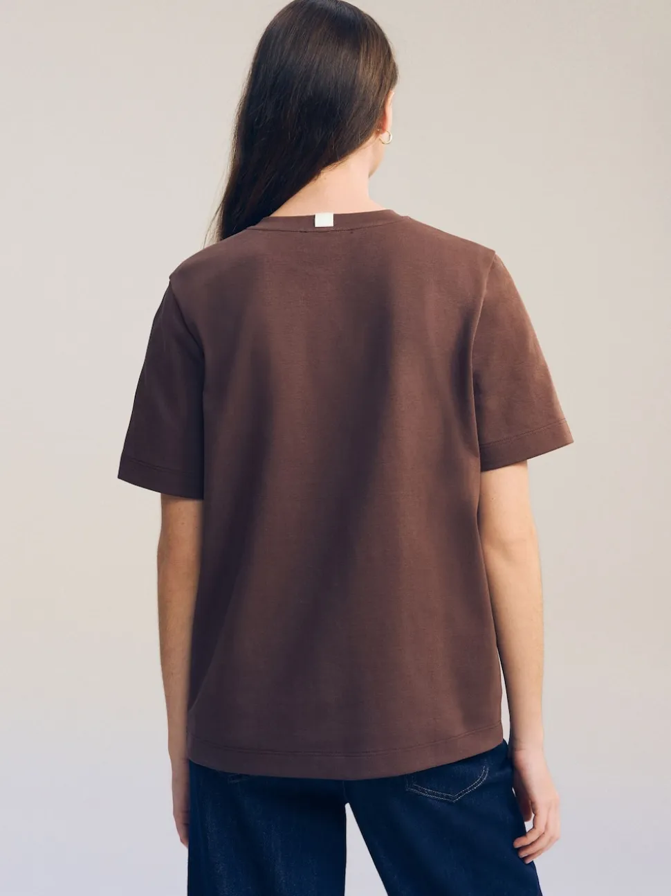 Marron chocolat - T-shirt Manche courte Col ras du cou lourd