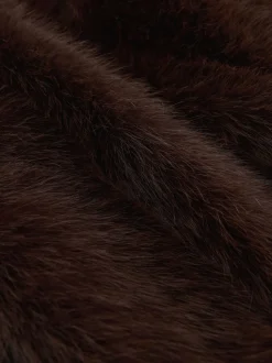 Marron chocolat - Veste zippée en fausse fourrure
