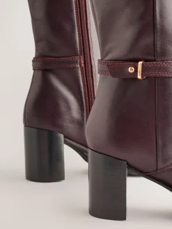Marron chocolat en cuir - Bottes hauteur genou à finitions matérielles Forever Comfort®