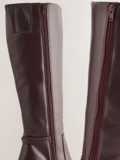 Marron chocolat en cuir - Bottes hauteur genou à finitions matérielles Forever Comfort®