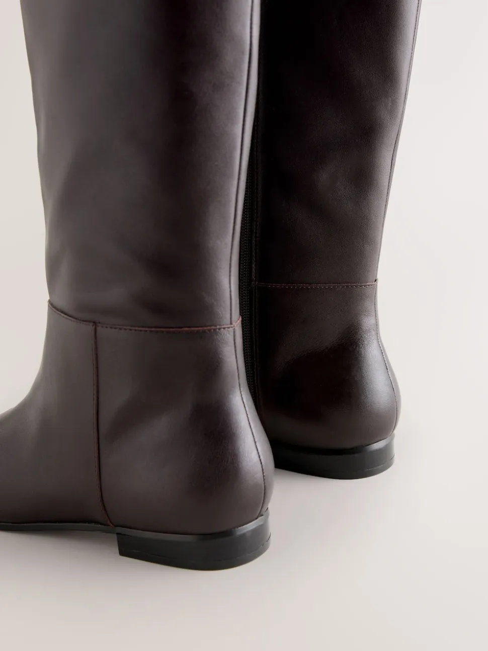 Marron chocolat en cuir - Bottes Forever Comfort® à bout plat et hauteur genou
