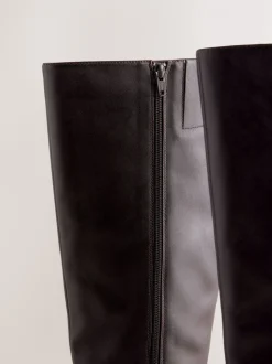 Marron chocolat en cuir - Bottes Forever Comfort® à bout plat et hauteur genou