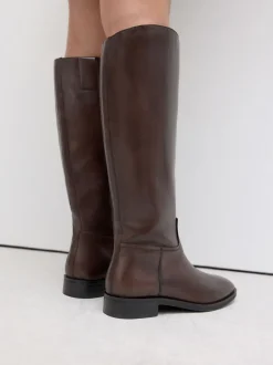 Marron chocolat en cuir - Bottes d’équitation plates Forever Comfort®